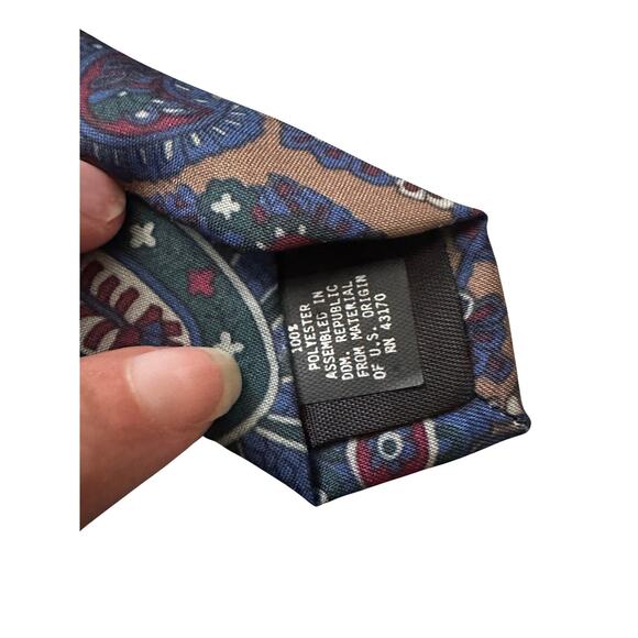 Vintage Blue Floral Italian Polyester Necktie - Picture 3 of 4